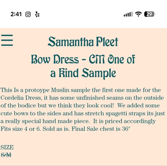 OOAK Samantha Pleet Handmade Dress Sample - Picture 5 of 5